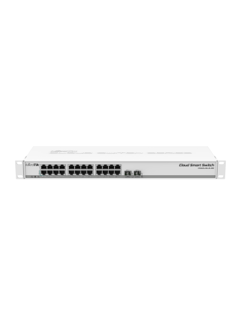  MikroTik CSS326-24G-2S+RM Cloud Smart Switch, 2 (PoE-IN, DC jack), 24 10/100/1000 Ethernet Ports, 2 SFP+ Ports, Passive PoE, 2 MB FLASH Storage, White