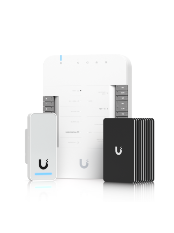 Ubiquiti G2 Starter Kit, Door Hub, G2 Reader, 10x Access Cards, PoE Passthrough, White & Blue LEDs, Polycarbonate & Glass Material, IP55 Weatherproofing, White | UA-G2-SK